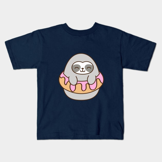 Sloth Donut Kids T-Shirt by mintcorner